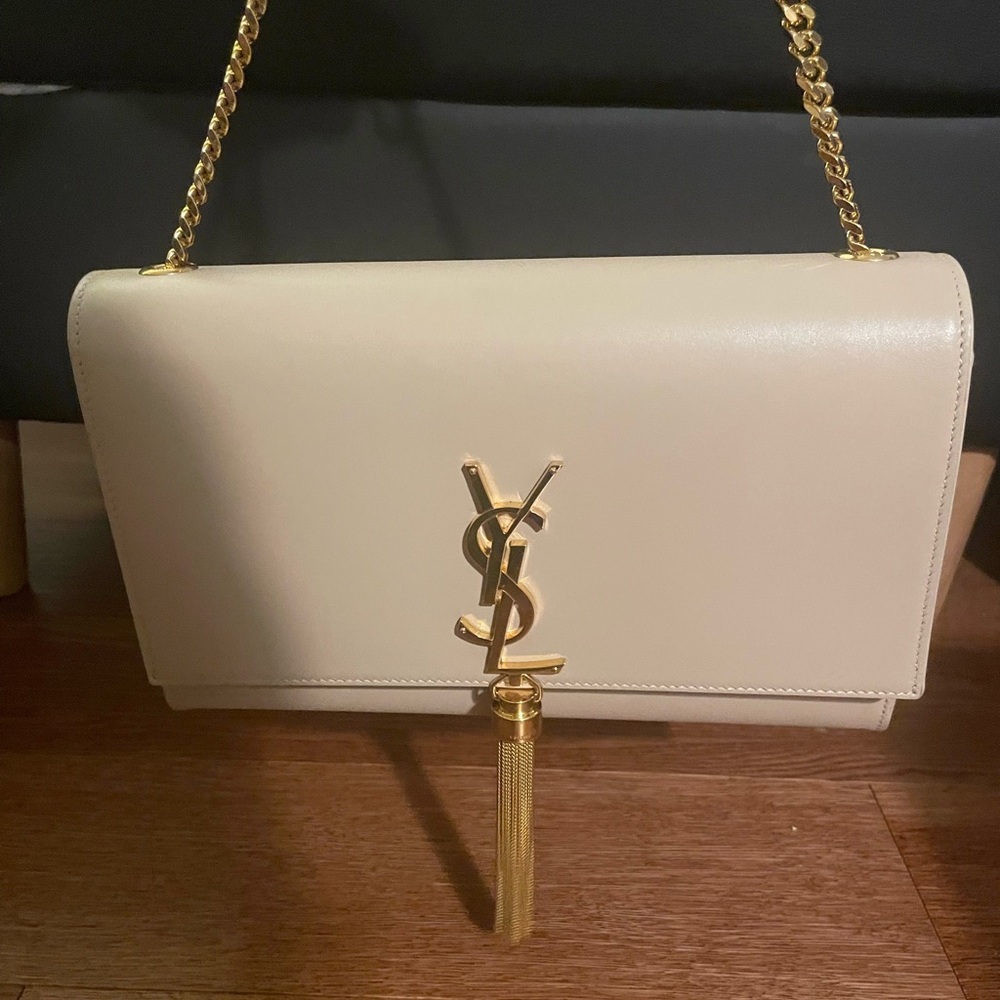 YSL Kate Tassel Shoulder Bag Dark Beige